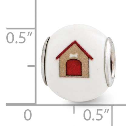 Sterling Silver 925 Dog Theme Bead with Enameled Accents Elegant Charm