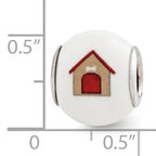 Sterling Silver 925 Dog Theme Bead with Enameled Accents Elegant Charm
