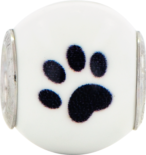 Sterling Silver 925 Dog Theme Bead with Enameled Accents Elegant Charm