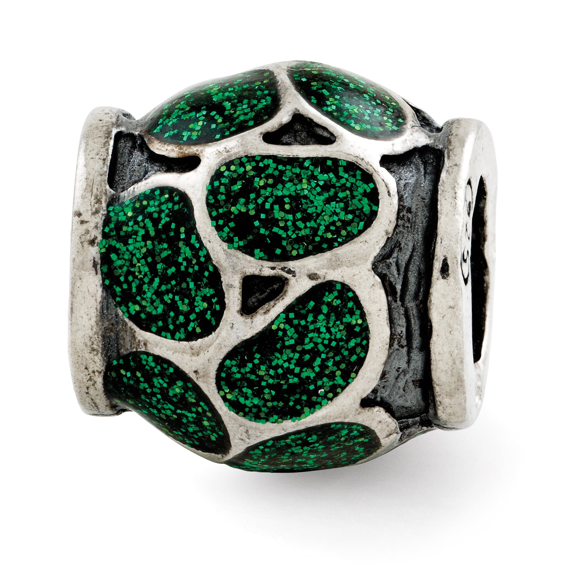 Sterling Silver Reflections Green Enamel w/Sparkles Bead Main image