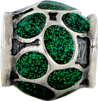 Sterling Silver 925 Green Enamel Sparkle Bead Elegant Fancy Design