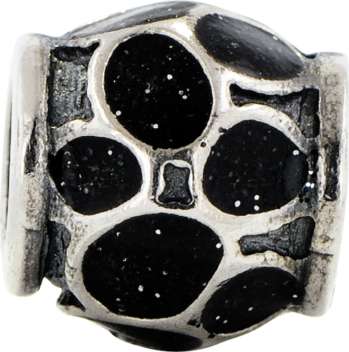 Sterling Silver 925 Black Enamel Fancy Bead with Sparkle Accents Secondary image
