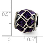 Sterling Silver 925 Purple Enamel Sparkle Bead Elegant Fancy Jewelry
