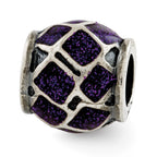 Sterling Silver Reflections Purple Enamel w/Sparkles Bead