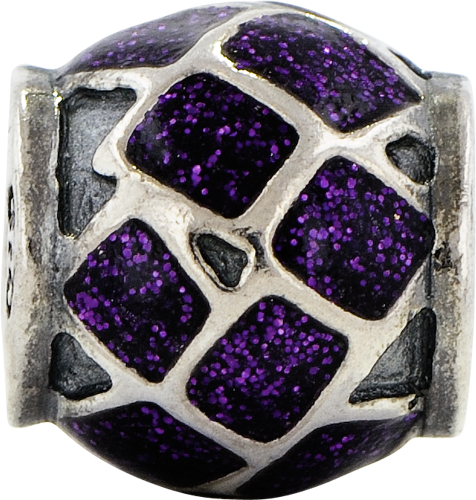 Sterling Silver 925 Purple Enamel Sparkle Bead Elegant Fancy Jewelry