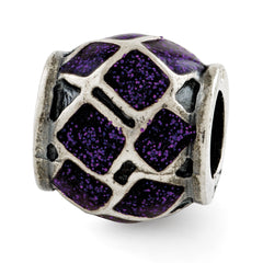 Sterling Silver Reflections Purple Enamel w/Sparkles Bead