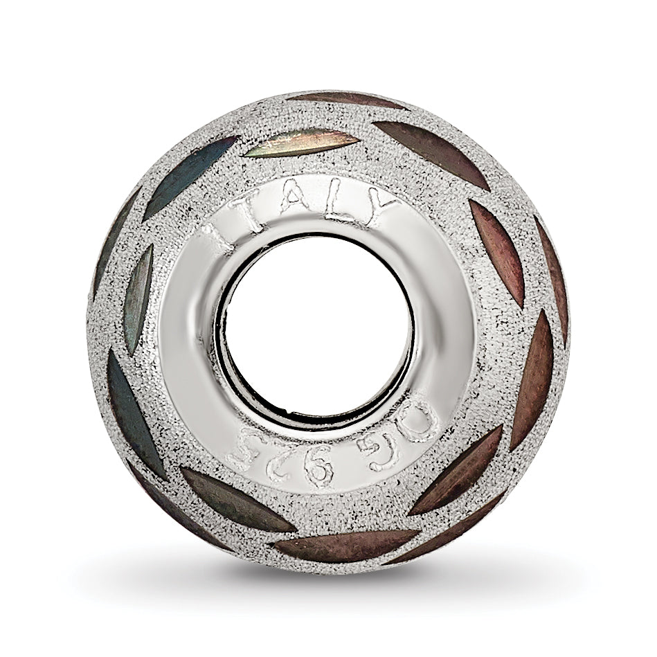 Sterling Silver 925 Diamond Cut Bead with Black Velvet Finish Secondary image