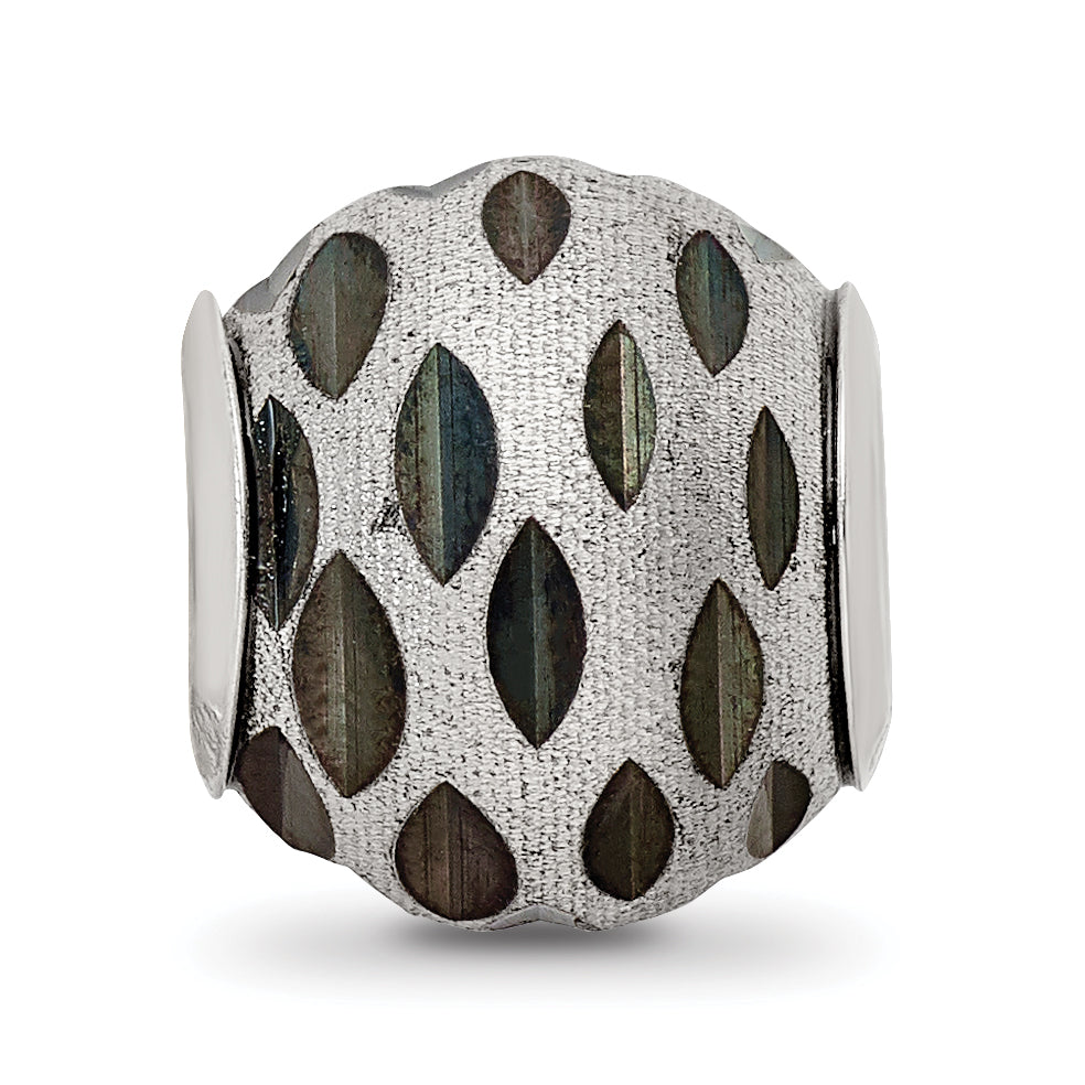 Sterling Silver 925 Diamond Cut Bead with Black Velvet Finish