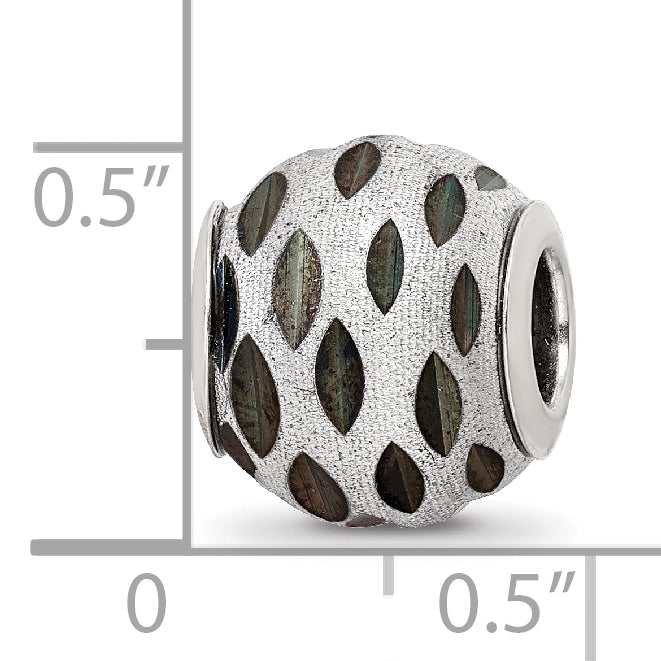 Sterling Silver 925 Diamond Cut Bead with Black Velvet Finish