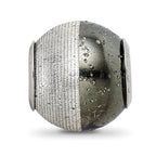 Sterling Silver 925 Bead with Black Sparkles Hollow Reflections Bead
