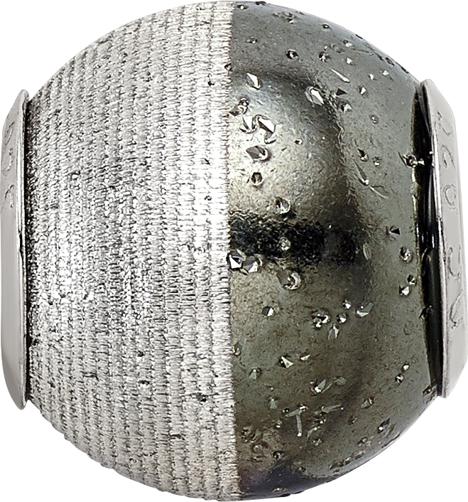 Sterling Silver 925 Bead with Black Sparkles Hollow Reflections Bead