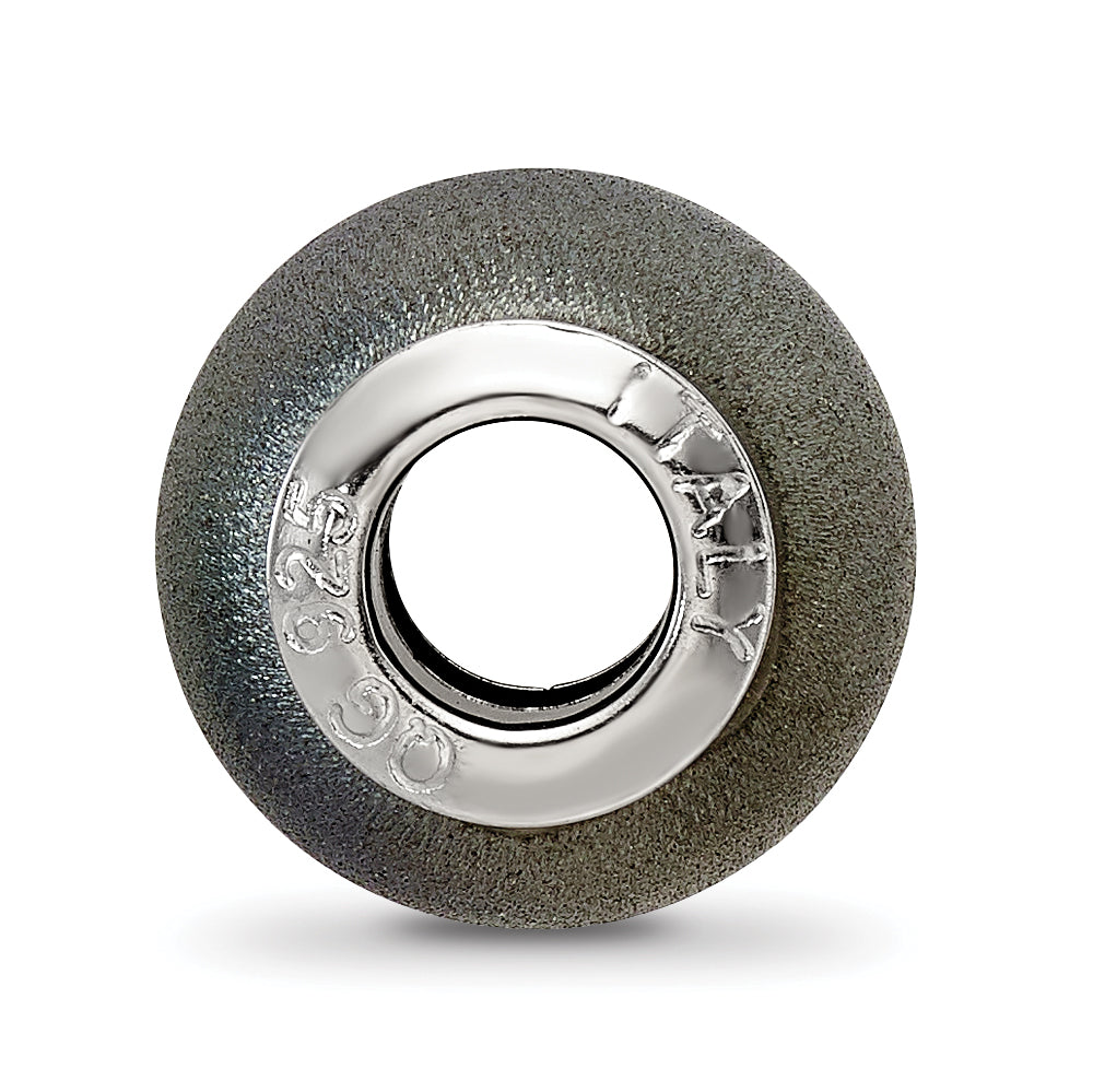 Sterling Silver 925 Hollow Bead with Laser Etched Black Matte Finish Secondary image