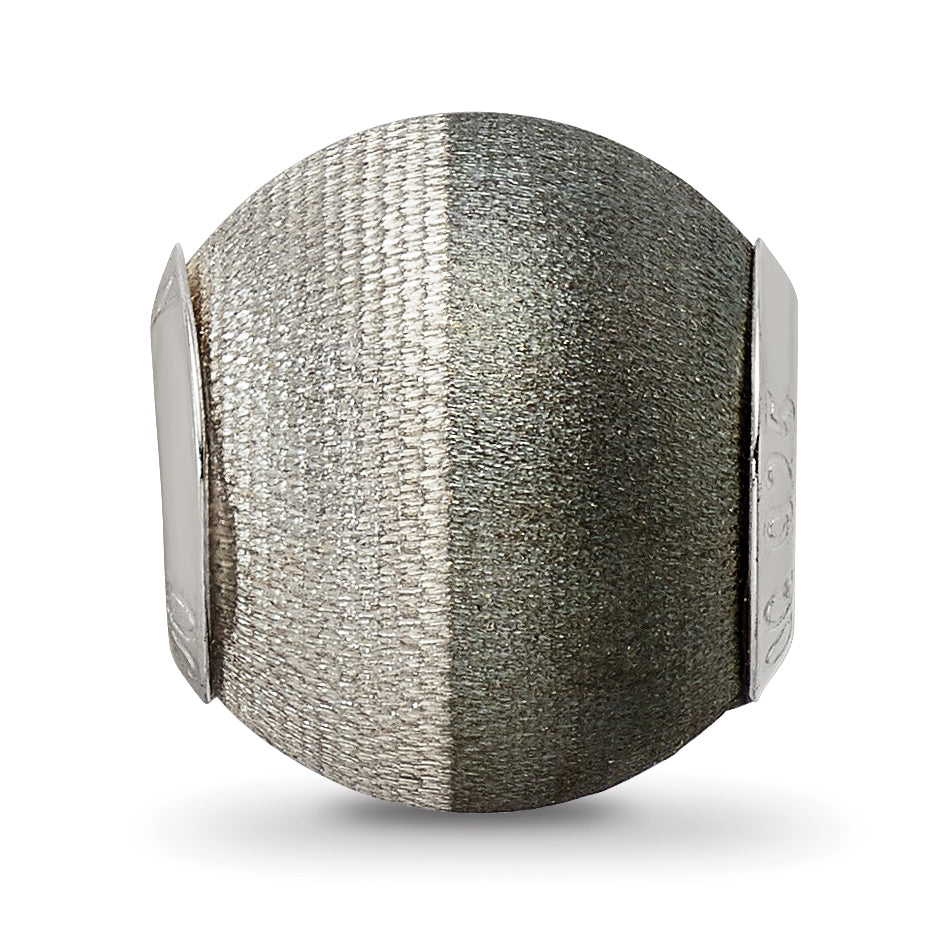 Sterling Silver 925 Hollow Bead with Laser Etched Black Matte Finish