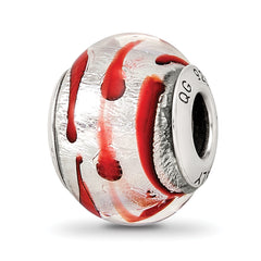 Sterling Silver Reflections Silver/Red Italian Murano Bead