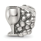 Sterling Silver 925 Antiqued Glass Bead with Grapes & Glasses Design