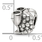 Sterling Silver 925 Antiqued Glass Bead with Grapes & Glasses Design