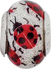 Sterling Silver Reflections Lady Bugs Italian Murano Bead