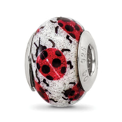 Sterling Silver Reflections Lady Bugs Italian Murano Bead