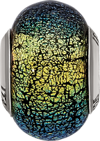 Sterling Silver 925 Green & Blue Glass Bead, Elegant and Versatile Design