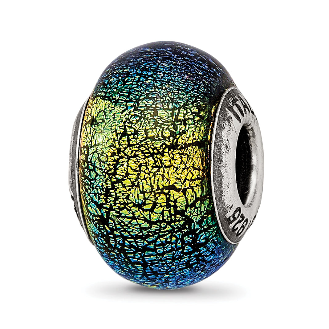 Sterling Silver Reflections Green & Blue Glass Bead Main image