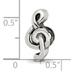 Sterling Silver 925 Treble Clef Bead with Antiqued Finish Solid Cast Design