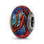 Sterling Silver Reflections Blue w/Orange Swirls Glass Bead