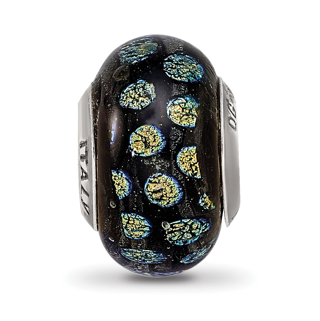Sterling Silver 925 Bead with Purple Dots Glass for Elegant Charm Bracelets
