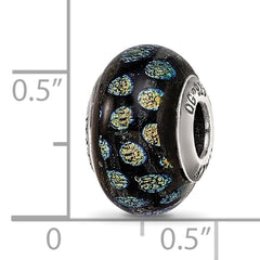 Sterling Silver 925 Bead with Purple Dots Glass for Elegant Charm Bracelets