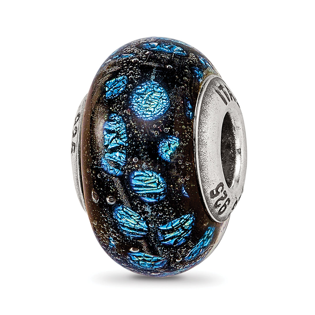 Sterling Silver Reflections Blue Dots Glass Bead Main image