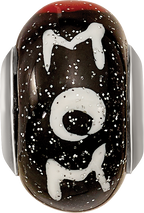 Sterling Silver 925 Glass Bead with Hearts Mom Design Elegant Charm