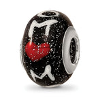 Sterling Silver 925 Glass Bead with Hearts Mom Design Elegant Charm