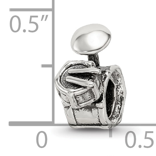 Sterling Silver 925 Drum Set Themed Bead with Antique Finish