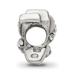 Sterling Silver 925 Star Bead with White Preciosa Crystal, Solid Cast Design