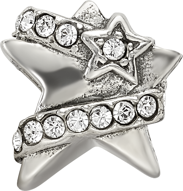 Sterling Silver Reflections Star w/ Preciosa Crystal Bead