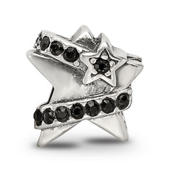 Sterling Silver 925 Star Bead with Black Preciosa Crystal Elegance