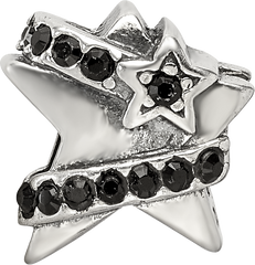 Sterling Silver Reflections with Black Preciosa Crystal Star Bead