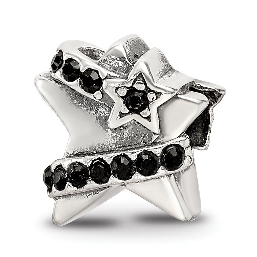 Sterling Silver Reflections with Black Preciosa Crystal Star Bead