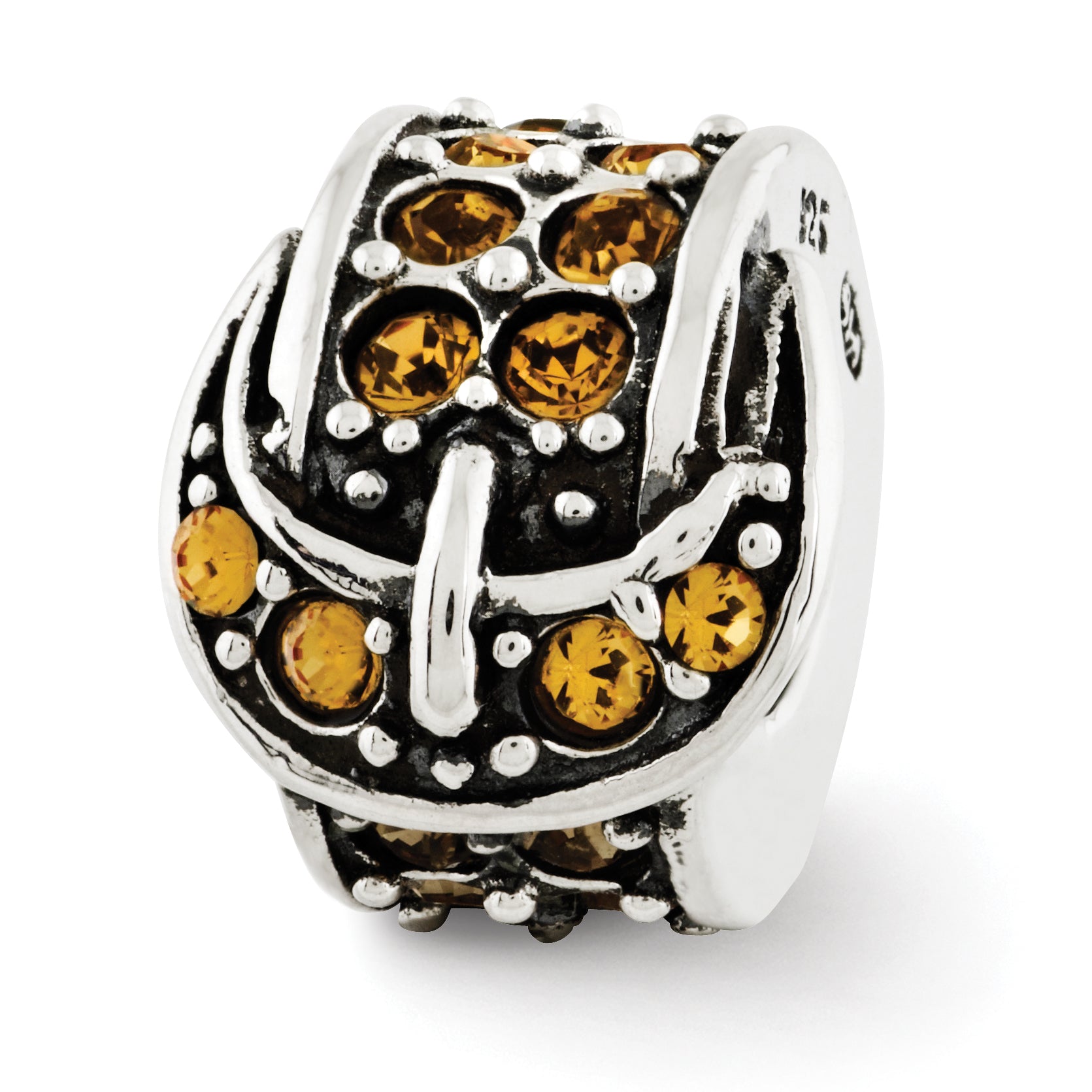 Sterling Silver Reflections Yellow Swarovski Crystal Buckle Bead Main image