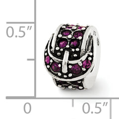Sterling Silver 925 Bead with Purple Swarovski Crystal Buckle Elegant Design