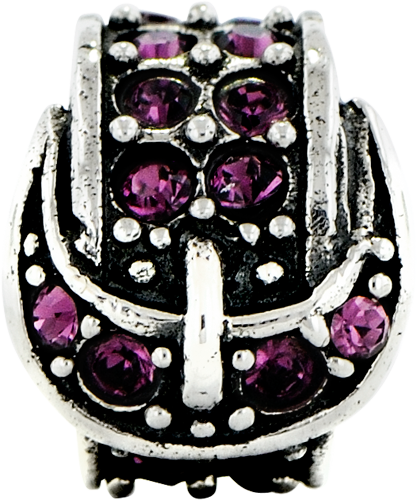 Sterling Silver 925 Bead with Purple Swarovski Crystal Buckle Elegant Design