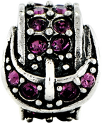 Sterling Silver 925 Bead with Purple Crystal Buckle Elegant Design