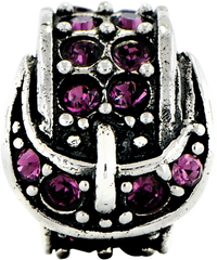 Sterling Silver 925 Bead with Purple Swarovski Crystal Buckle Elegant Design