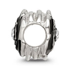 Sophia Jewelers Sterling Silver 925 Crystal Flower Bead with White Enamel Detailing