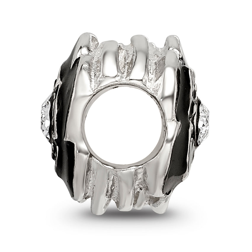 Sophia Jewelers Sterling Silver 925 Crystal Flower Bead with White Enamel Detailing