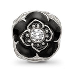 Sophia Jewelers Sterling Silver 925 Crystal Flower Bead with White Enamel Detailing