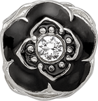 Sophia Jewelers Sterling Silver 925 Crystal Flower Bead with White Enamel Detailing