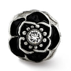 Sophia Jewelers Sterling Silver 925 Crystal Flower Bead with White Enamel Detailing