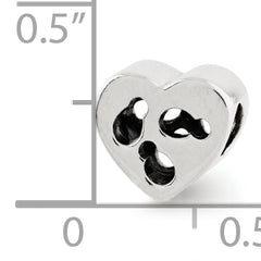 Sterling Silver 925 Kids Heart Cut-Out Bead Solid & Casted