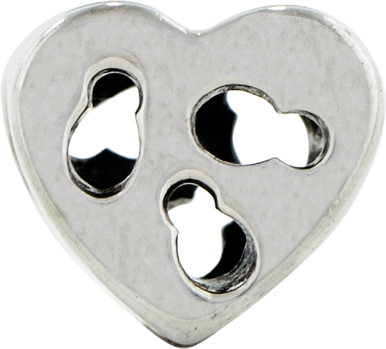 Sterling Silver 925 Kids Heart Cut-Out Bead Solid & Casted
