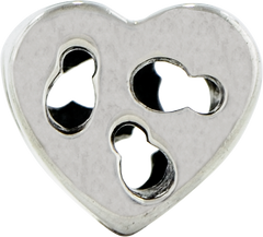 Sterling Silver 925 Kids Heart Cut-Out Bead Solid & Casted